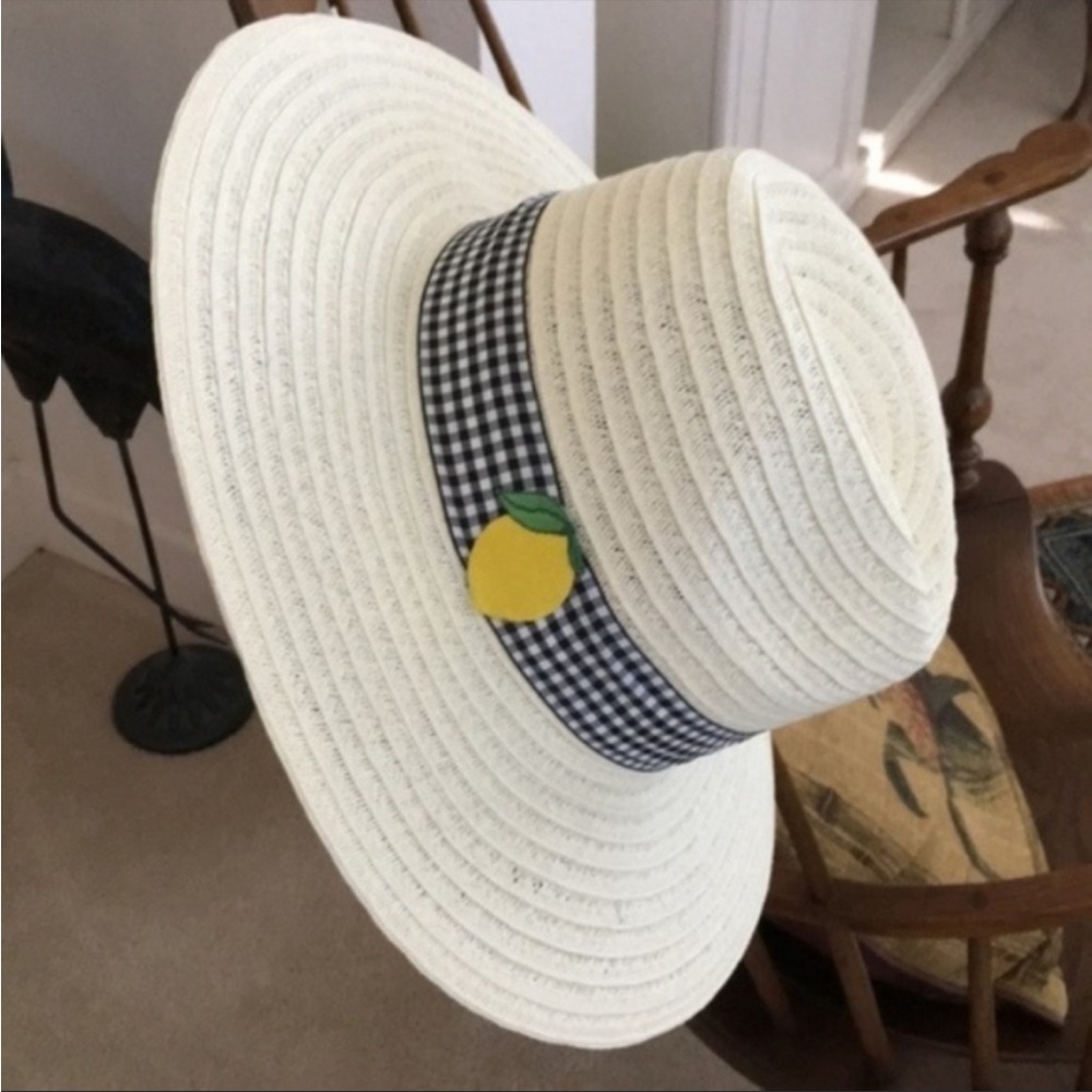 ANTHROPOLOGIE Lemon Gingham Rancher Hat